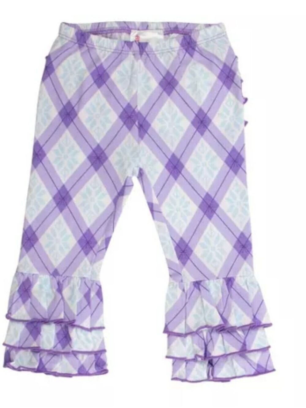 RuffleButt Ruffle Flare Pants - Purple Enchanted Argyle Sz 12-18 Mths NWT